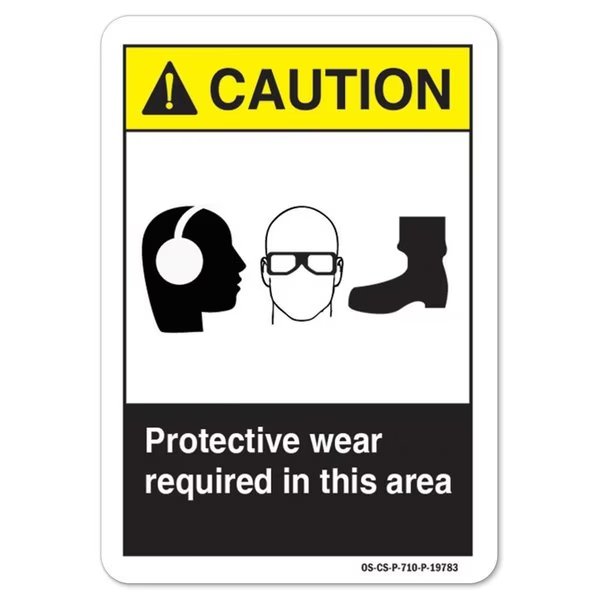 ANSI, Protective Wear Required In This Area, Ear Eye Foot, 24in X 18in Alum, 18